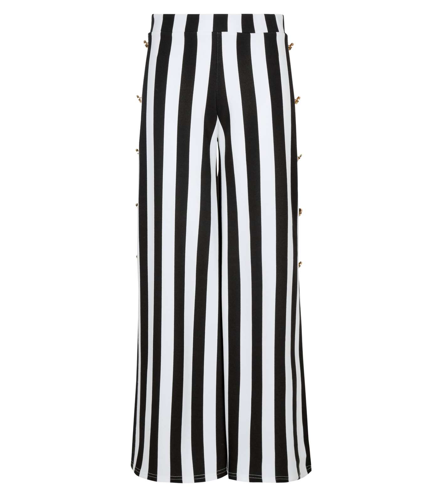 Girls White Stripe Side Button Culottes  Image 4