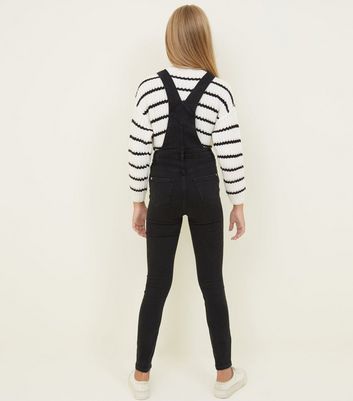 Girls Black Slim Leg Denim Dungarees New Look