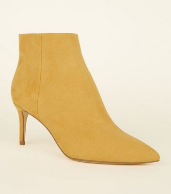 Mustard Suedette Pointed Ankle Boots 