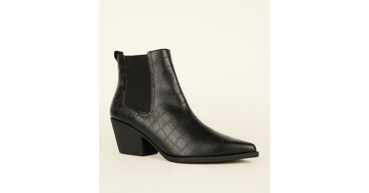 faux croc leather chelsea boots