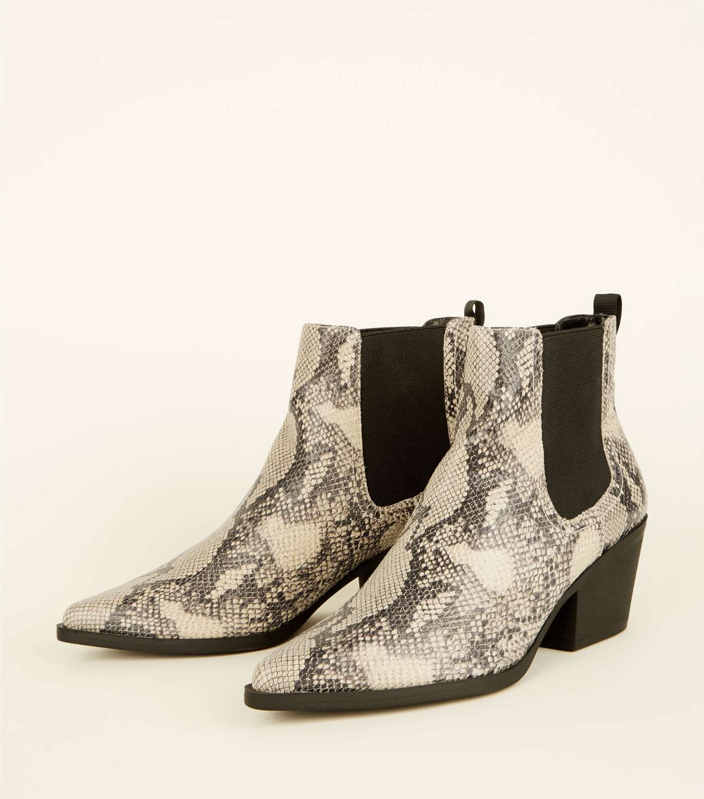 Black Faux Snake Western Chelsea Boots Image 3
