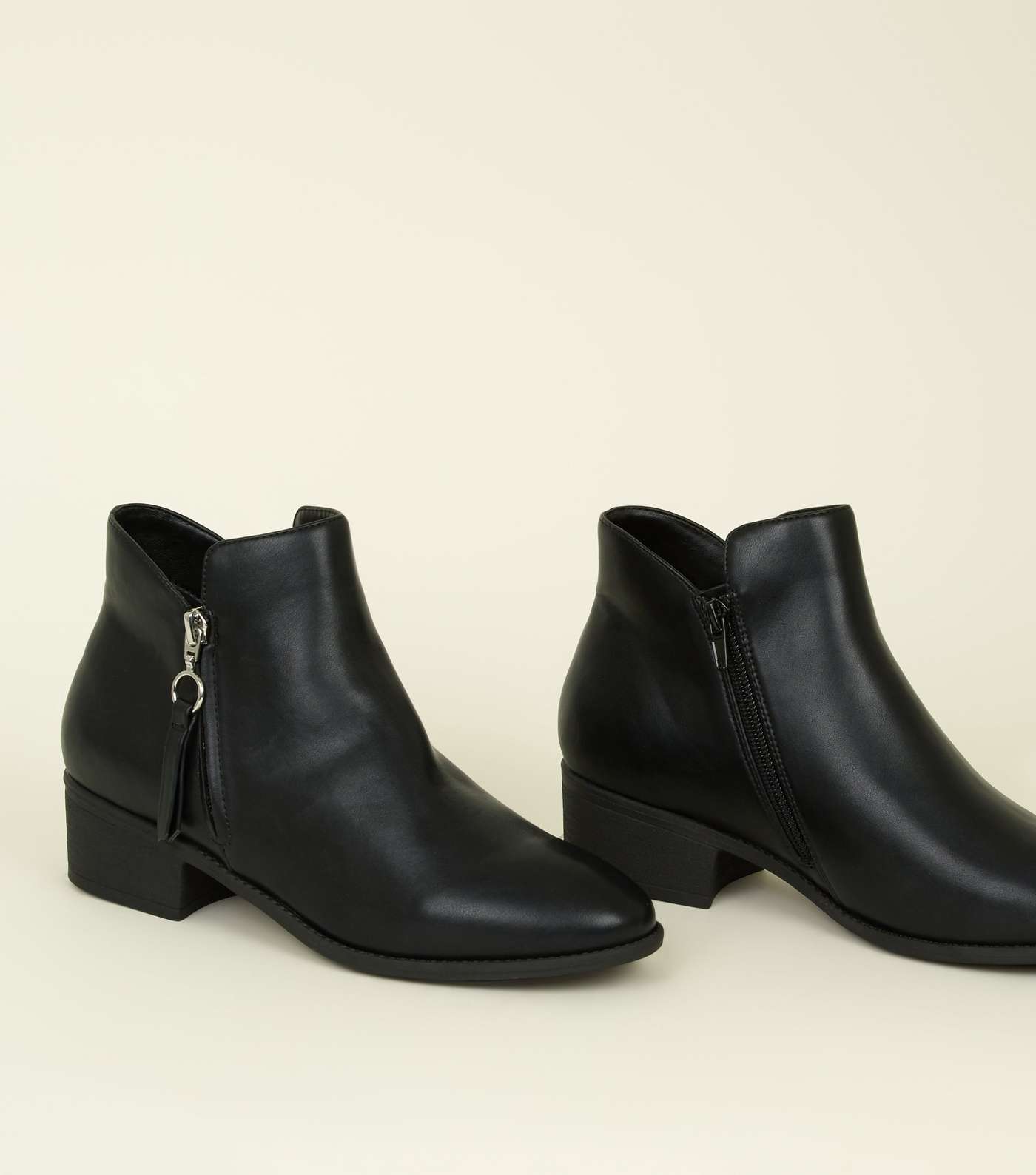 Black Zip Side Western Ankle Boots Image 3