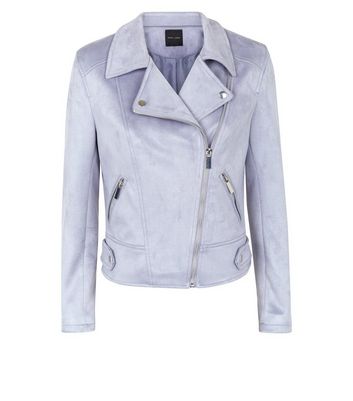 pale blue leather biker jacket