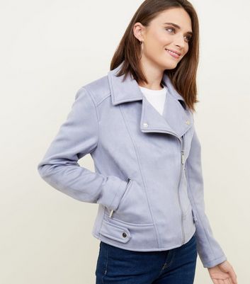 Pale blue 2025 leather jacket