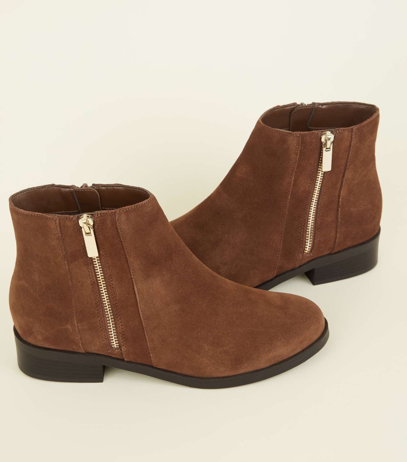 Wide Fit Tan Suede Side Zip Ankle Boots Image 3