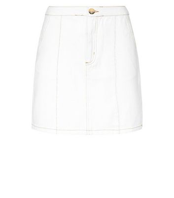 white contrast stitch skirt