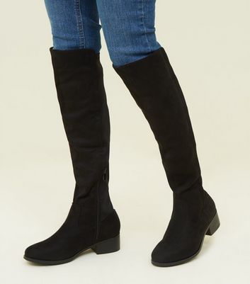 Girls black store knee high boots