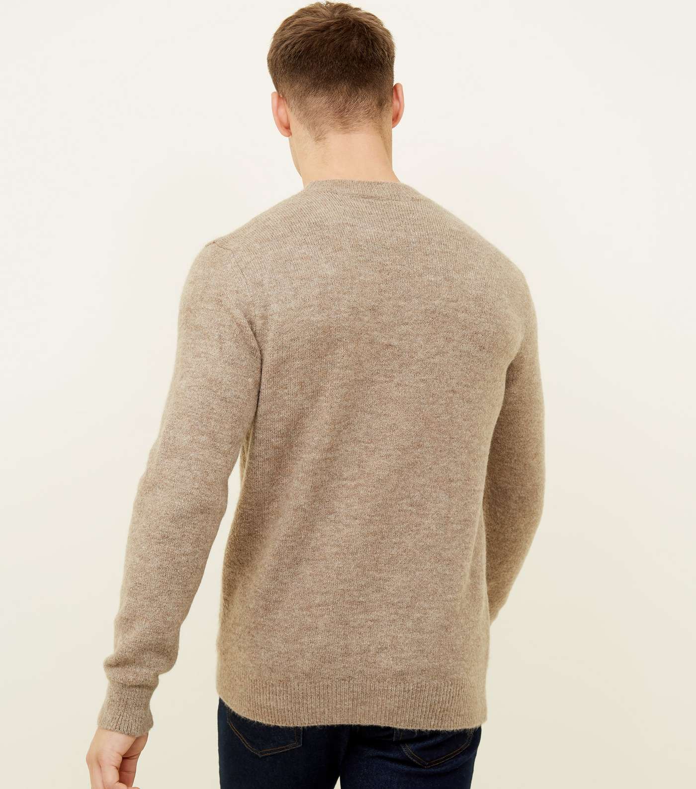 Stone A Initial Brushed Crew Neck Jumper Image 3