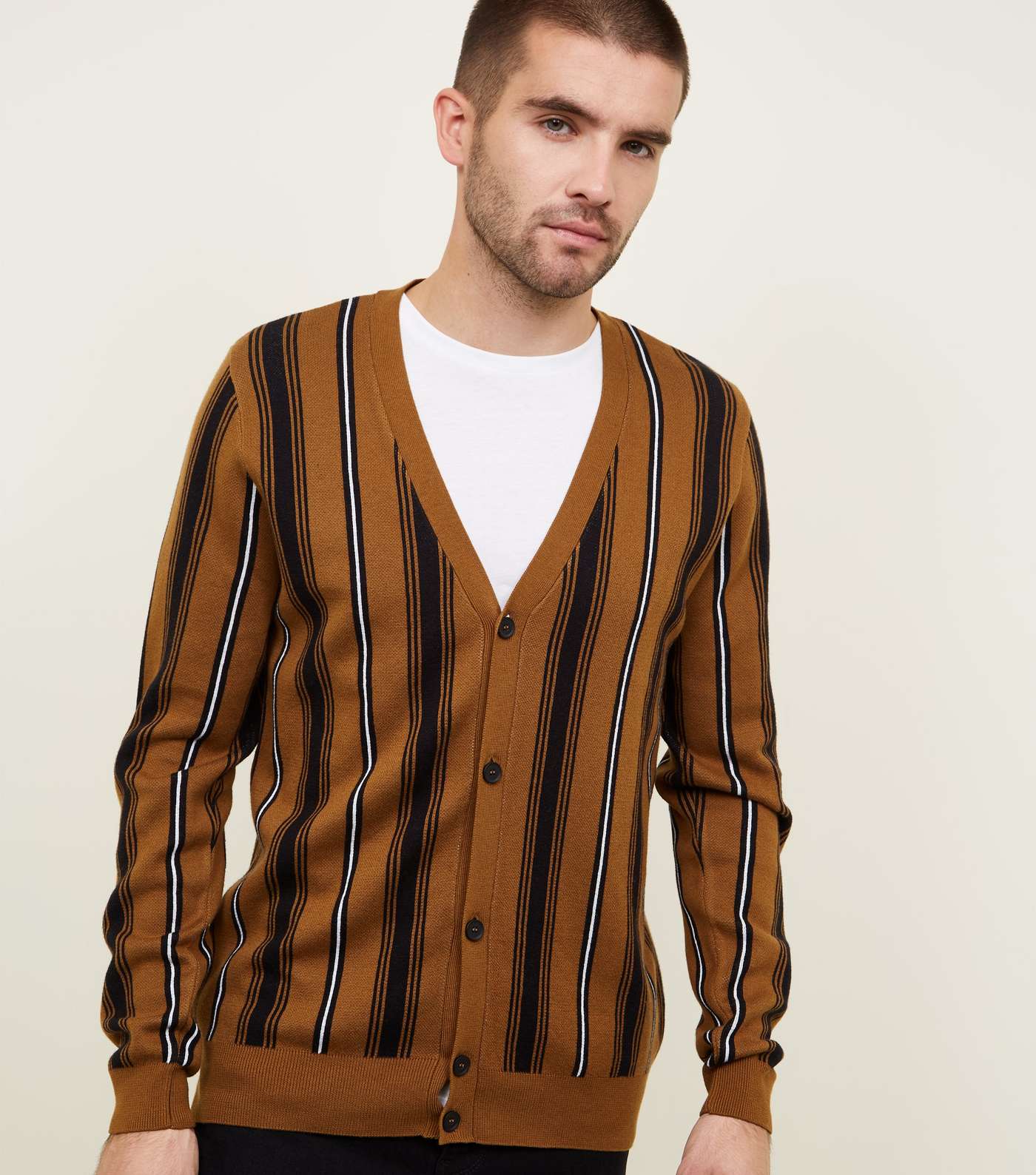 Rust Vertical Stripe Cardigan 