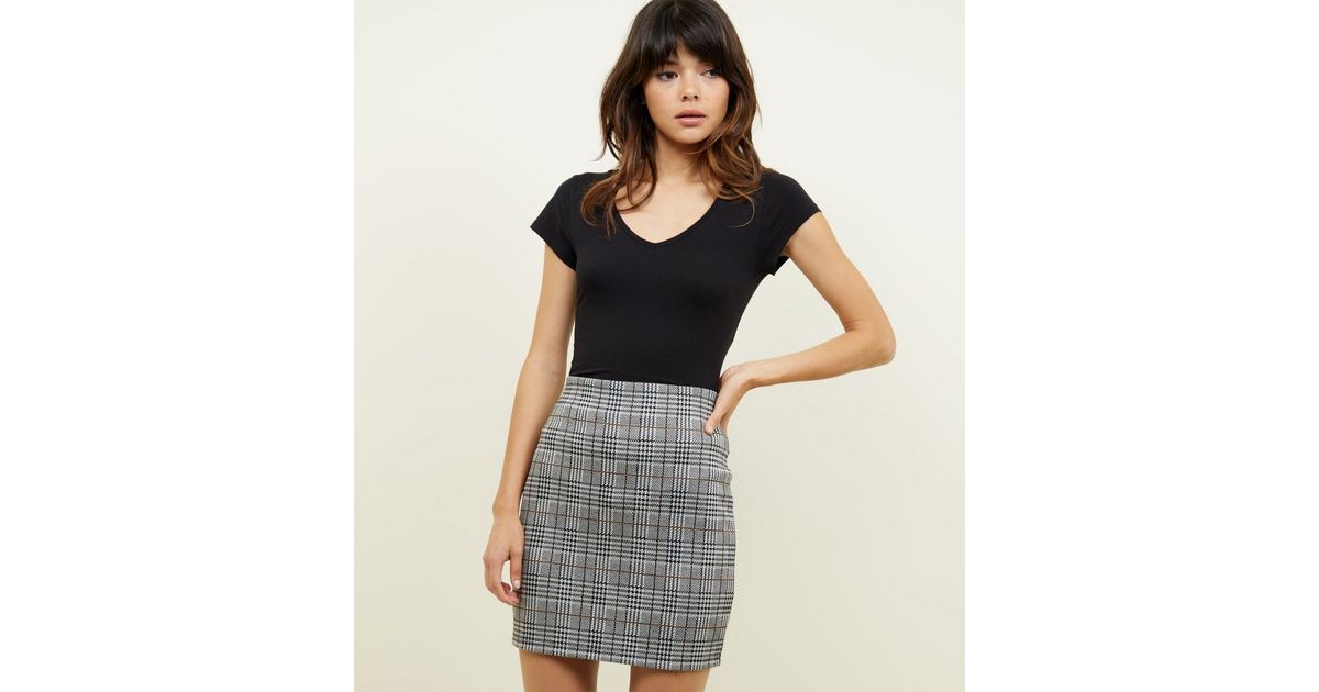 Black Check Tube Skirt | New Look