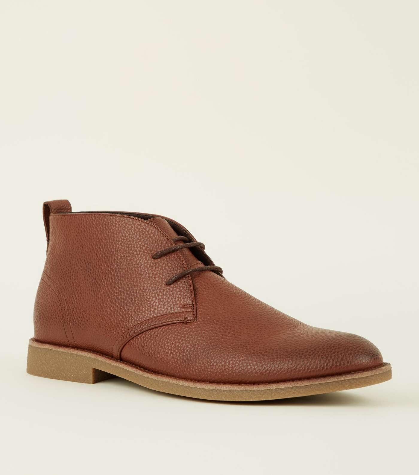 Tan Leather-Look Desert Boots  Image 2