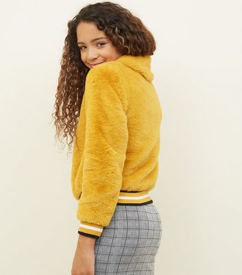 New look teddy on sale fur coat in mustard