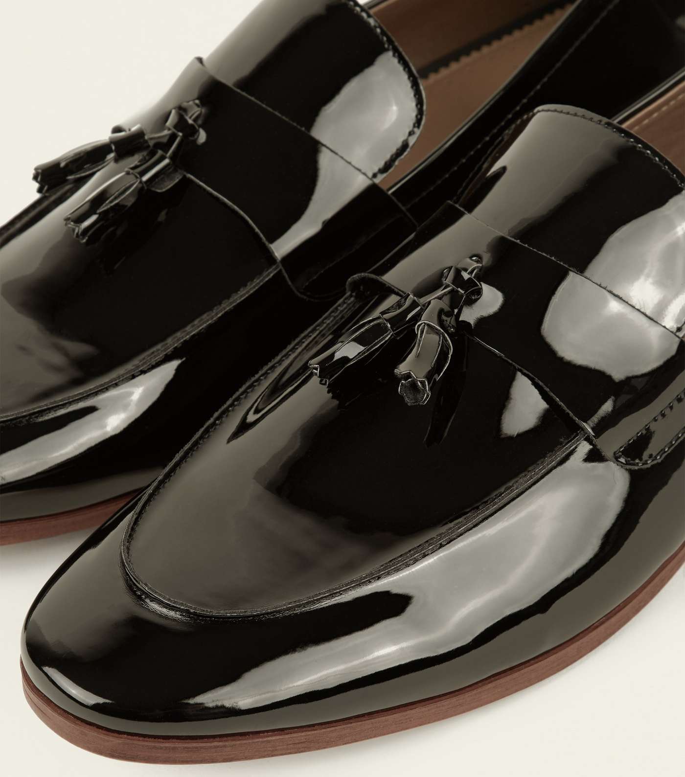 Black Tassel Trim Patent Loafers  Image 3