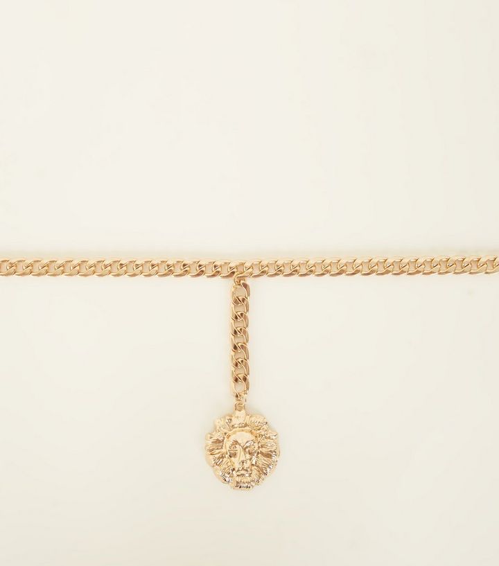 Gold Lion Drop Chain Belt New Look Gold Lion Drop Chain Belt The Look
