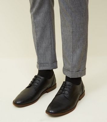 Black Leather-Look Derby Shoes | New Look