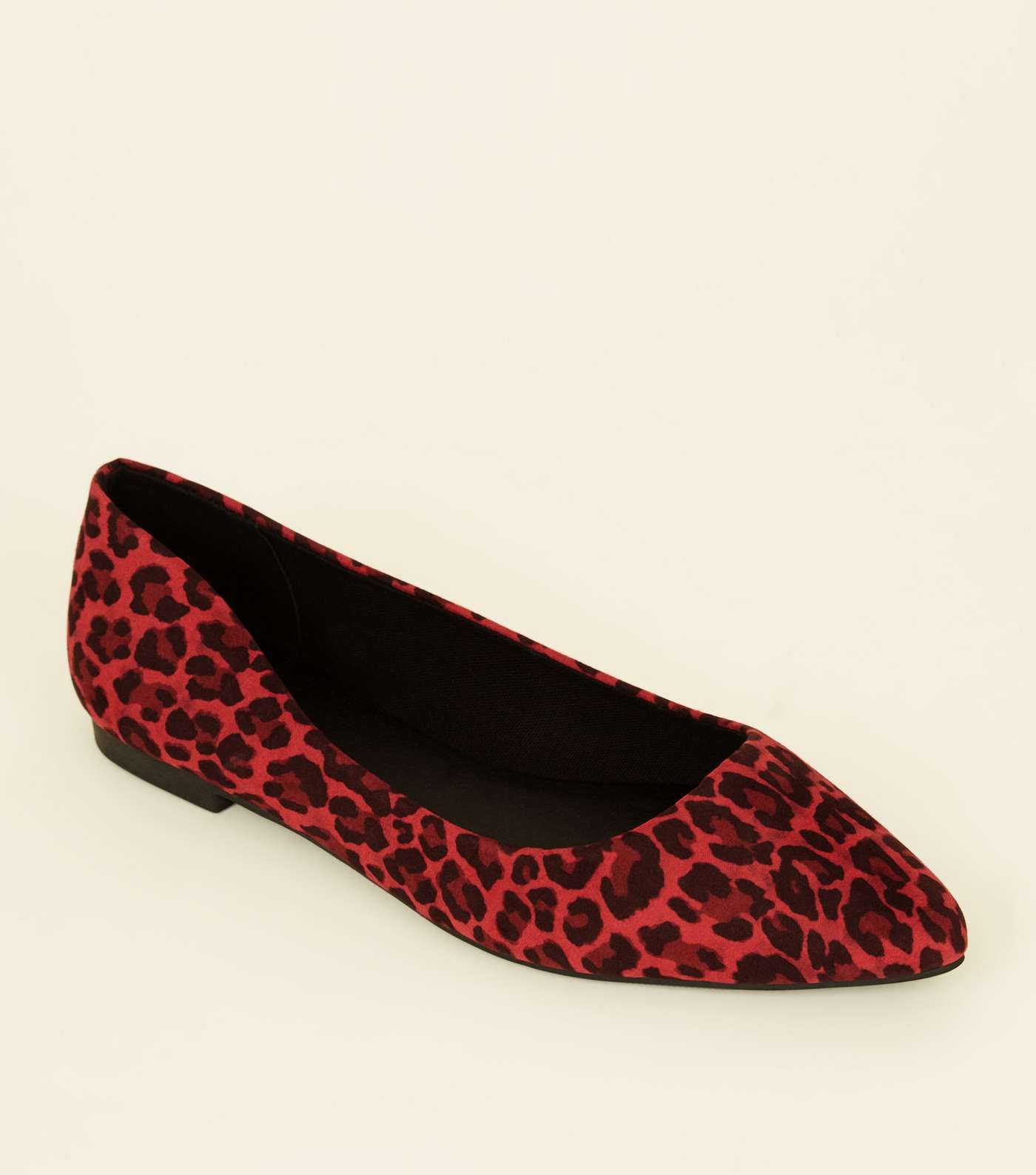 Red Suedette Leopard Print Pointed Pumps