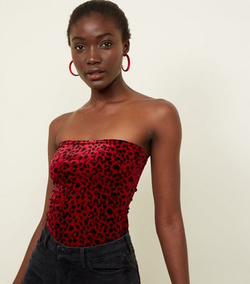 red leopard print bodysuit