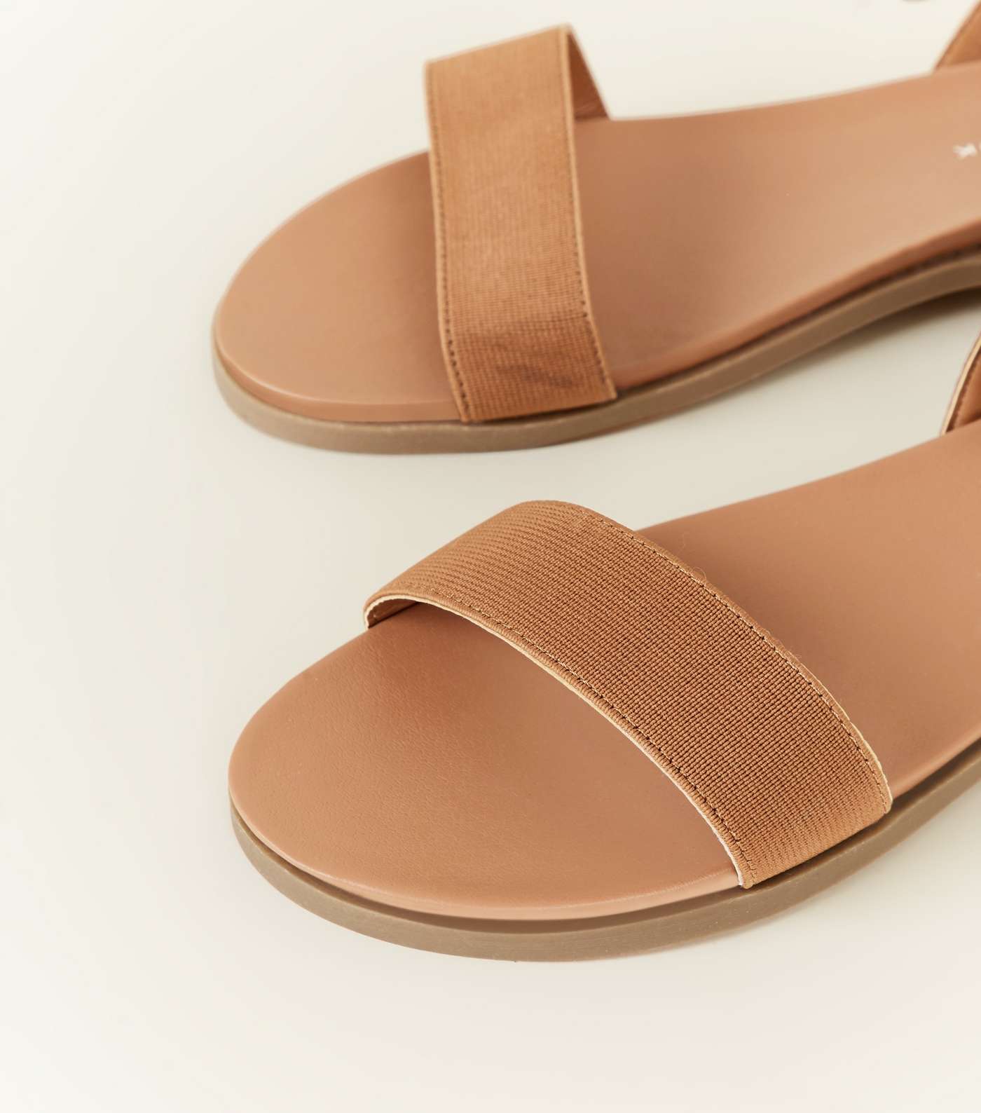 Wide Fit Tan Elasticated Ankle Cuff Sandals Image 4