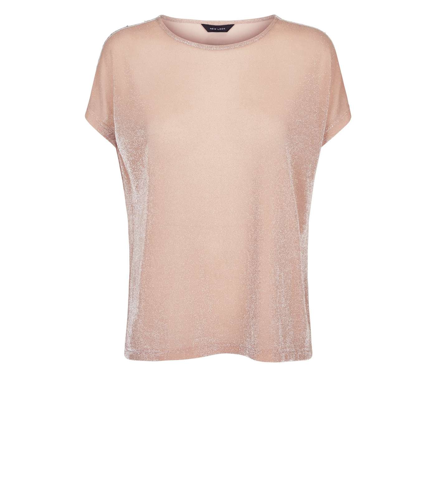 Pink Glitter Sequin Stripe Shoulder T-Shirt  Image 4