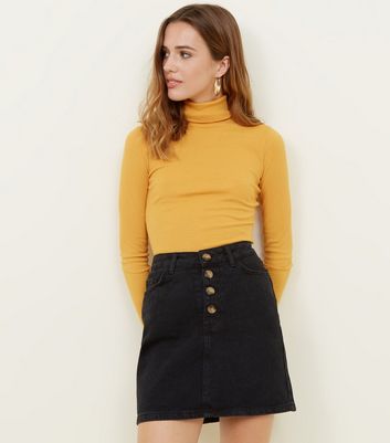 new look black denim mini skirt