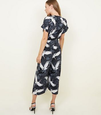 bird print jumpsuit
