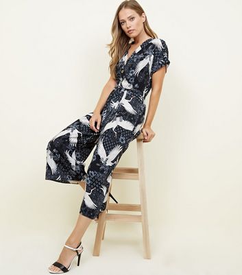 bird print jumpsuit