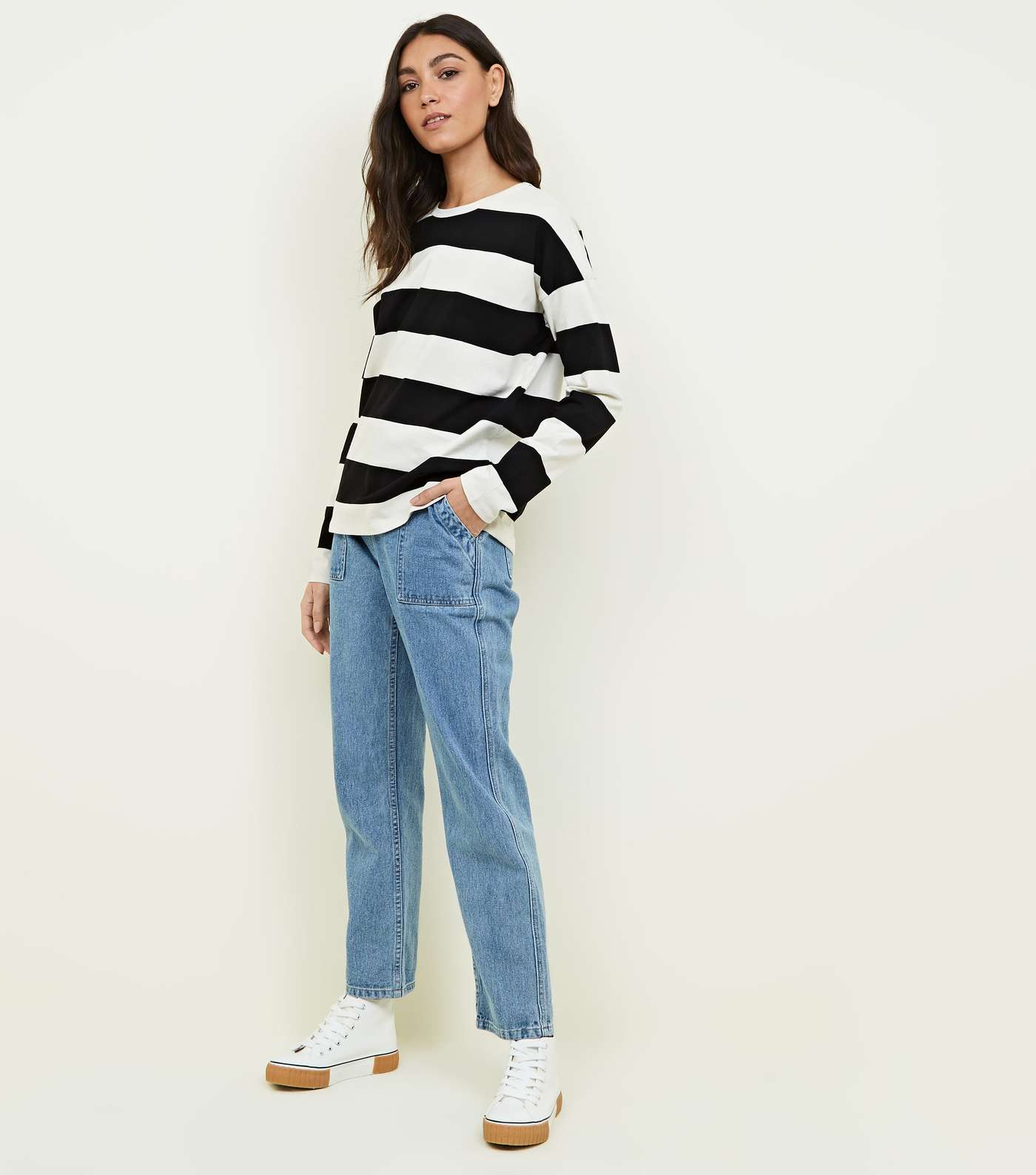Off White Stripe Slouchy Rugby Top Image 2