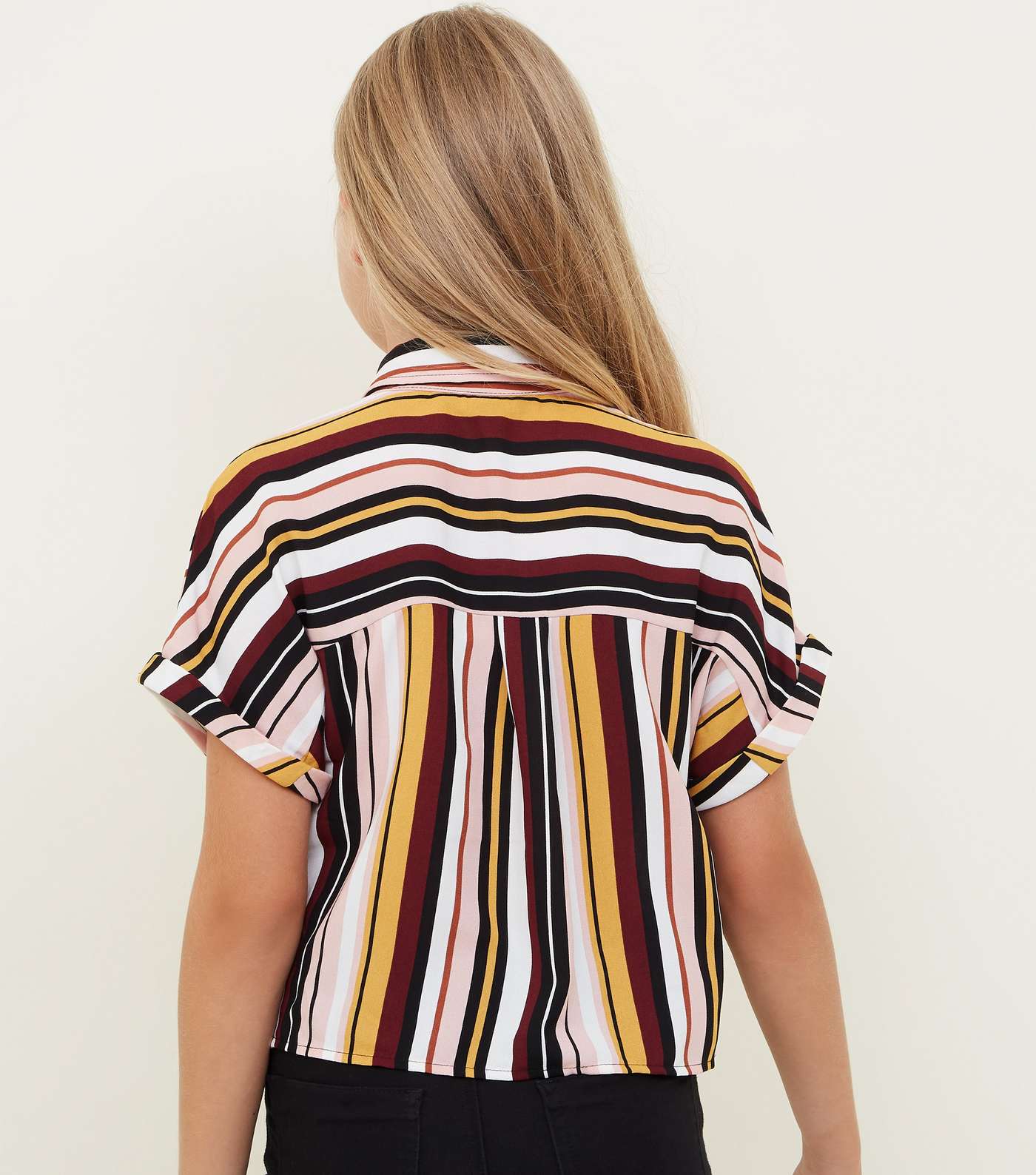 Girls Multicoloured Stripe Tie Front Shirt  Image 3