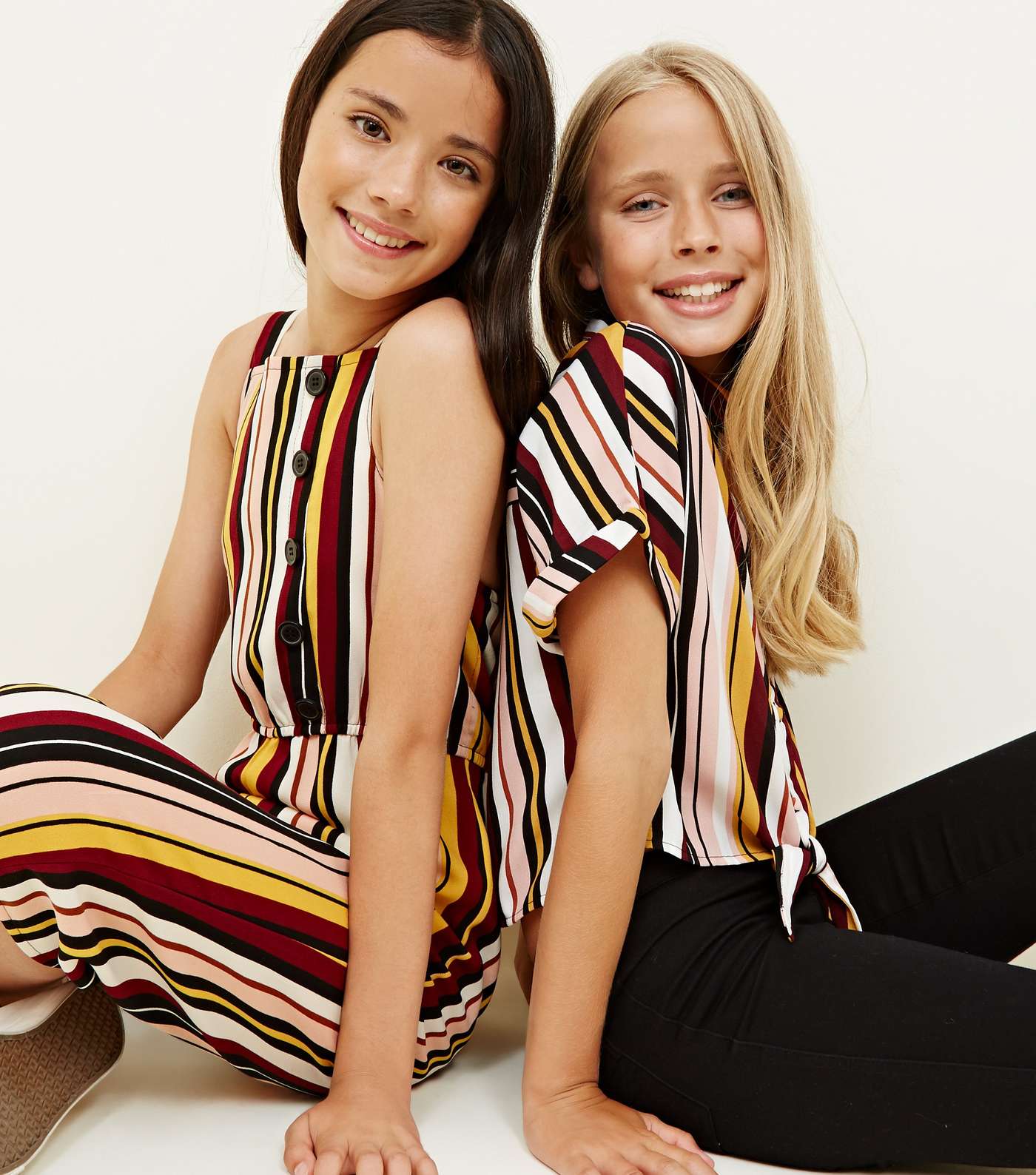 Girls Multicoloured Stripe Tie Front Shirt  Image 5