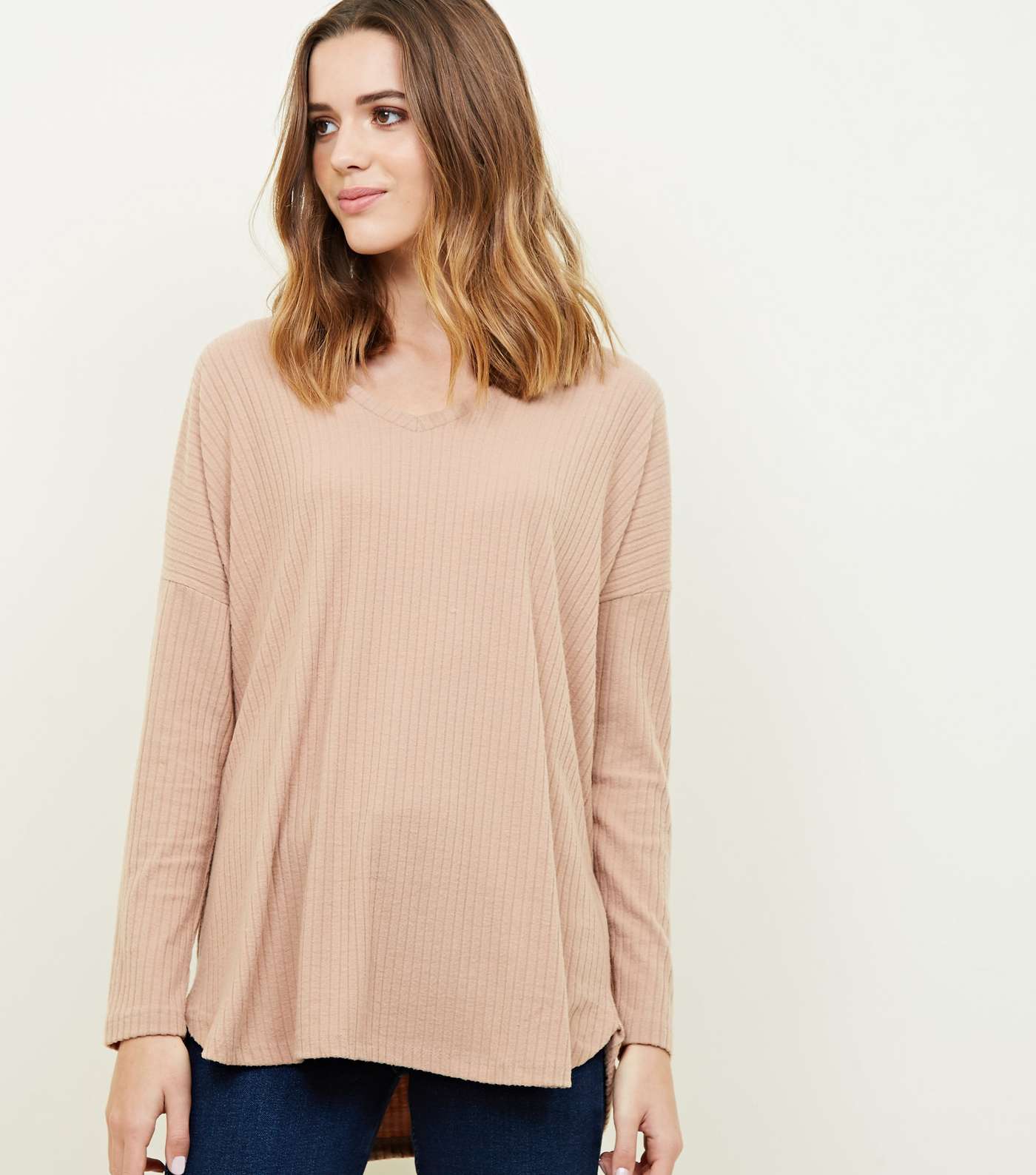 Camel Ribbed Brushed Jersey Top