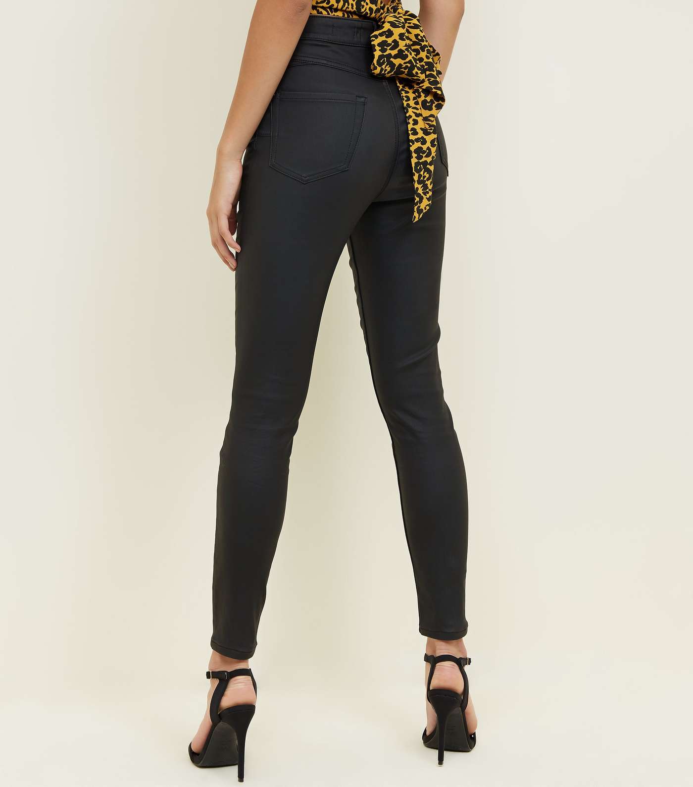 Black Coated High Rise Skinny 'Lift & Shape' Jeans Image 3