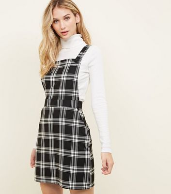 new look checked pinafore dress