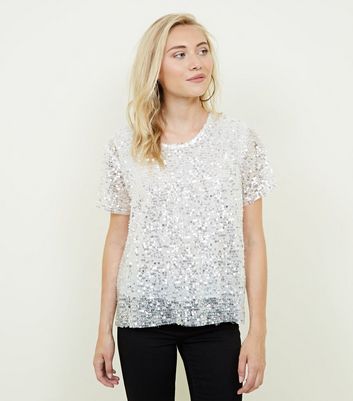 white sequin t shirt