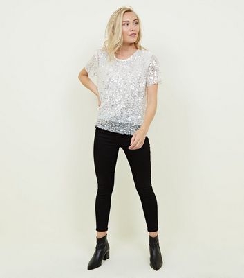 white sequin tops uk