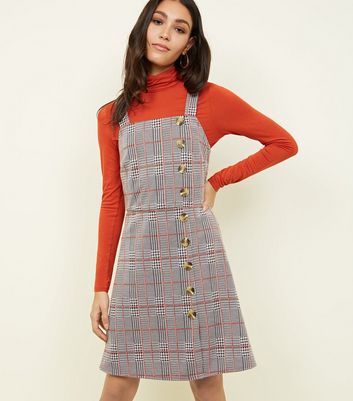 side button pinafore dress