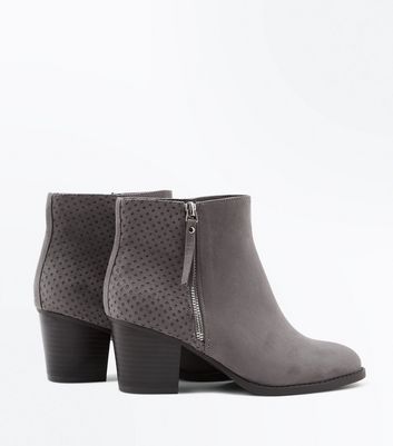 Grey wide sale fit ankle boots