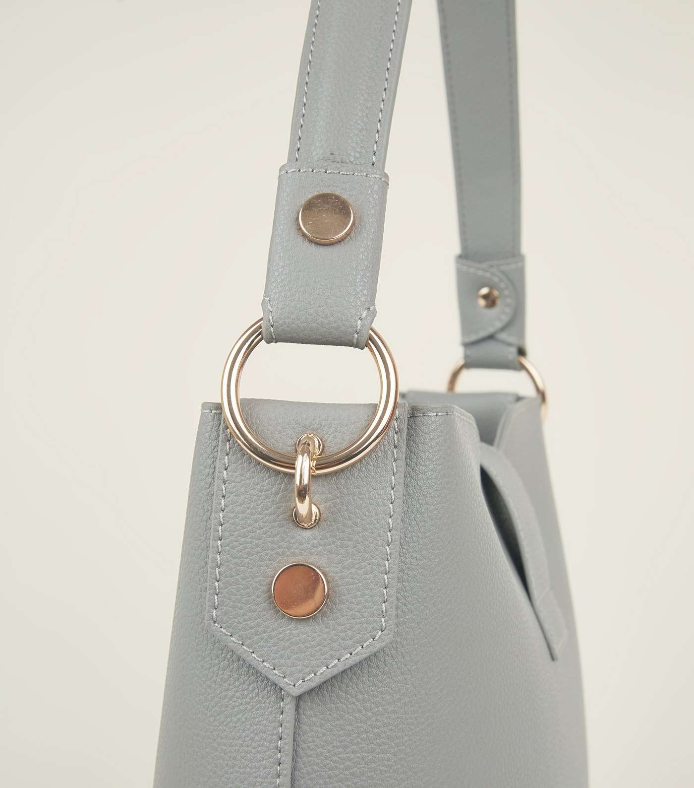 Grey Ring Front Hobo Bag  Image 3