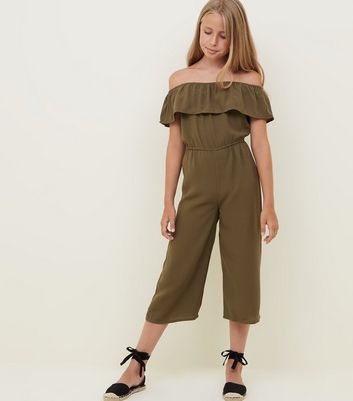 girls khaki jumpsuit