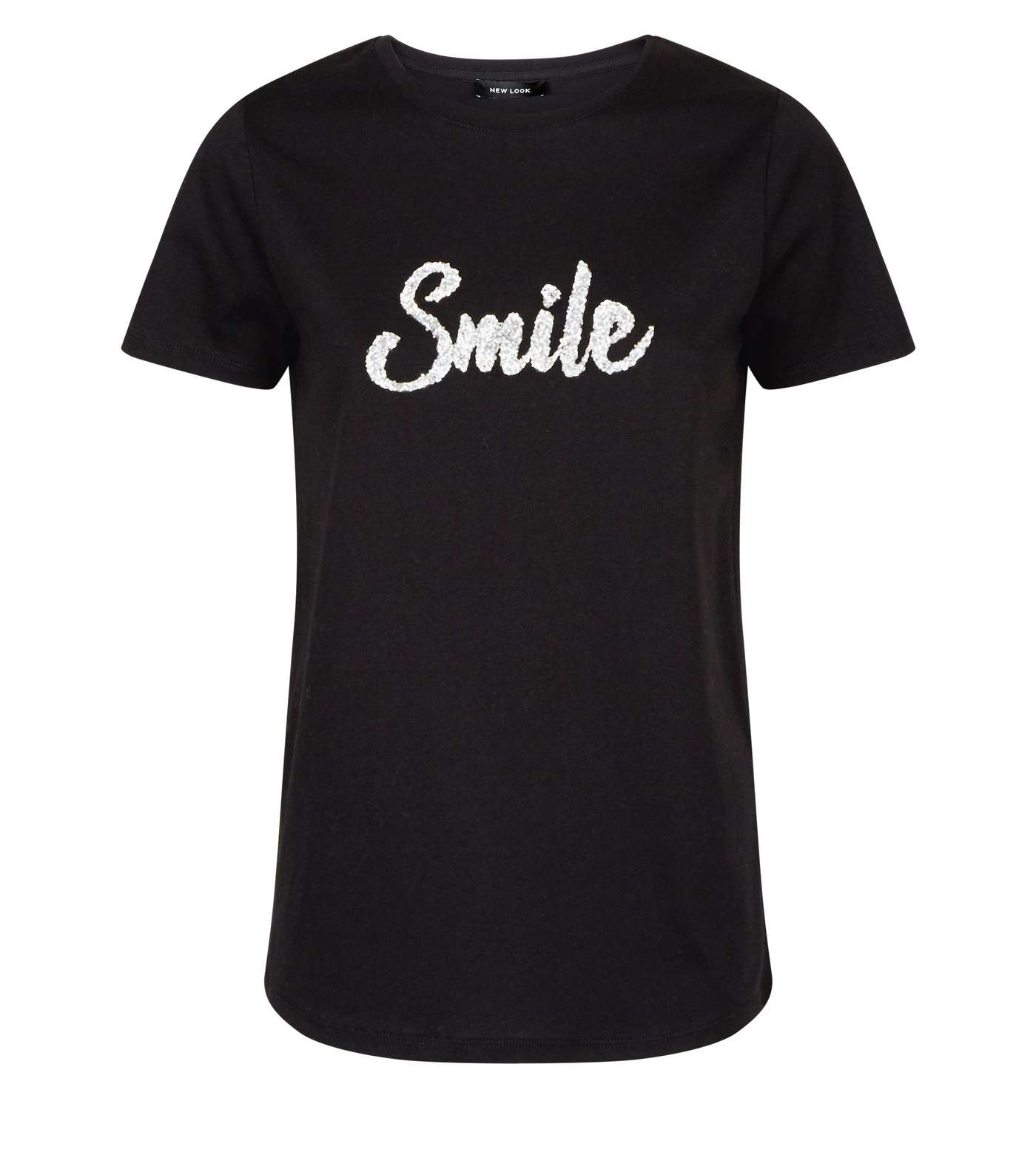 Black Smile Embellished T-Shirt Image 4
