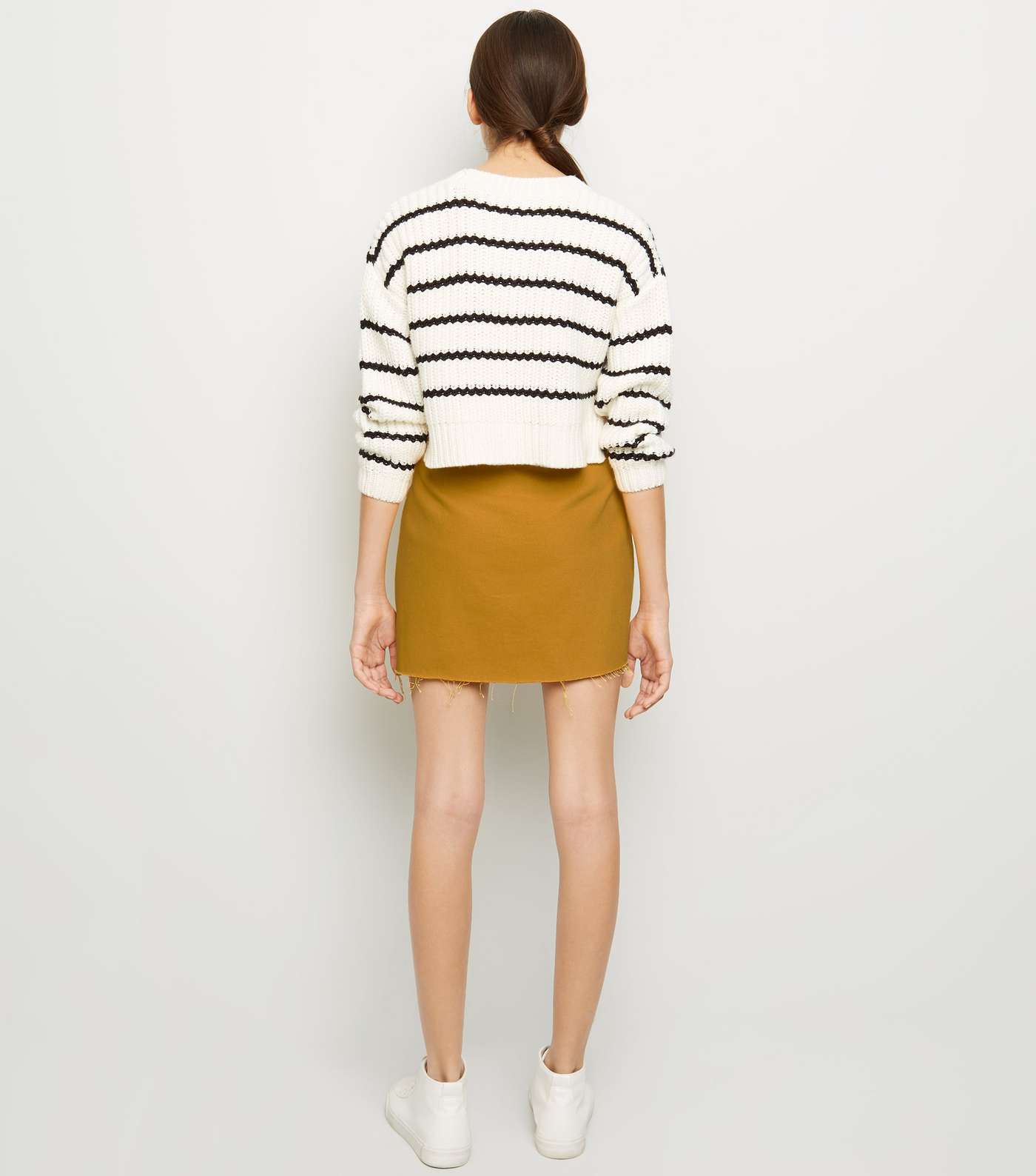 Girls Mustard Denim Button Front Skirt  Image 3