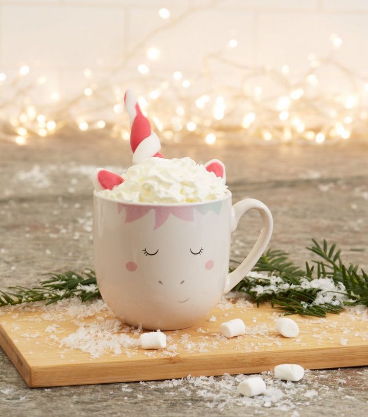 Pale Pink Hot Chocolate Unicorn Mug Set New Look