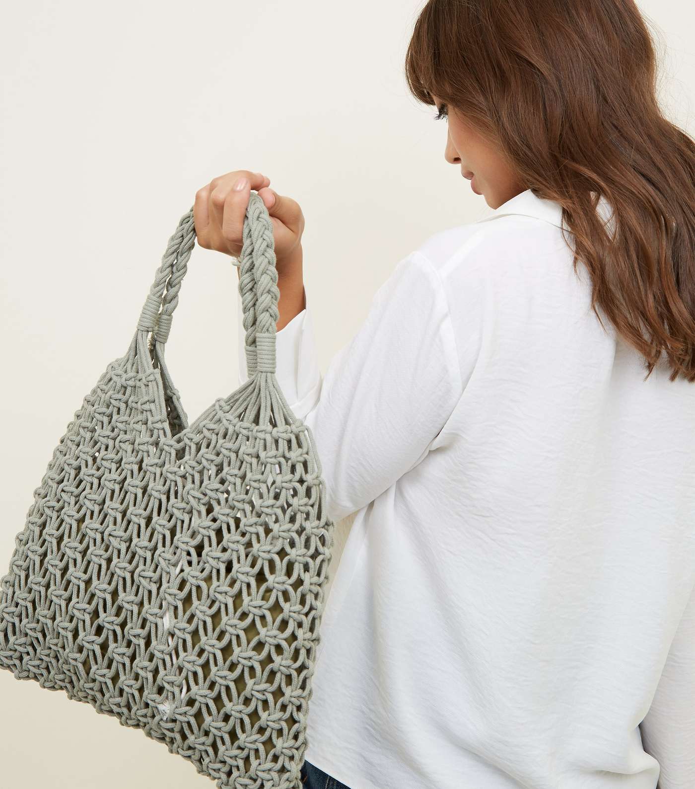 Olive Crochet Tote Bag  Image 6