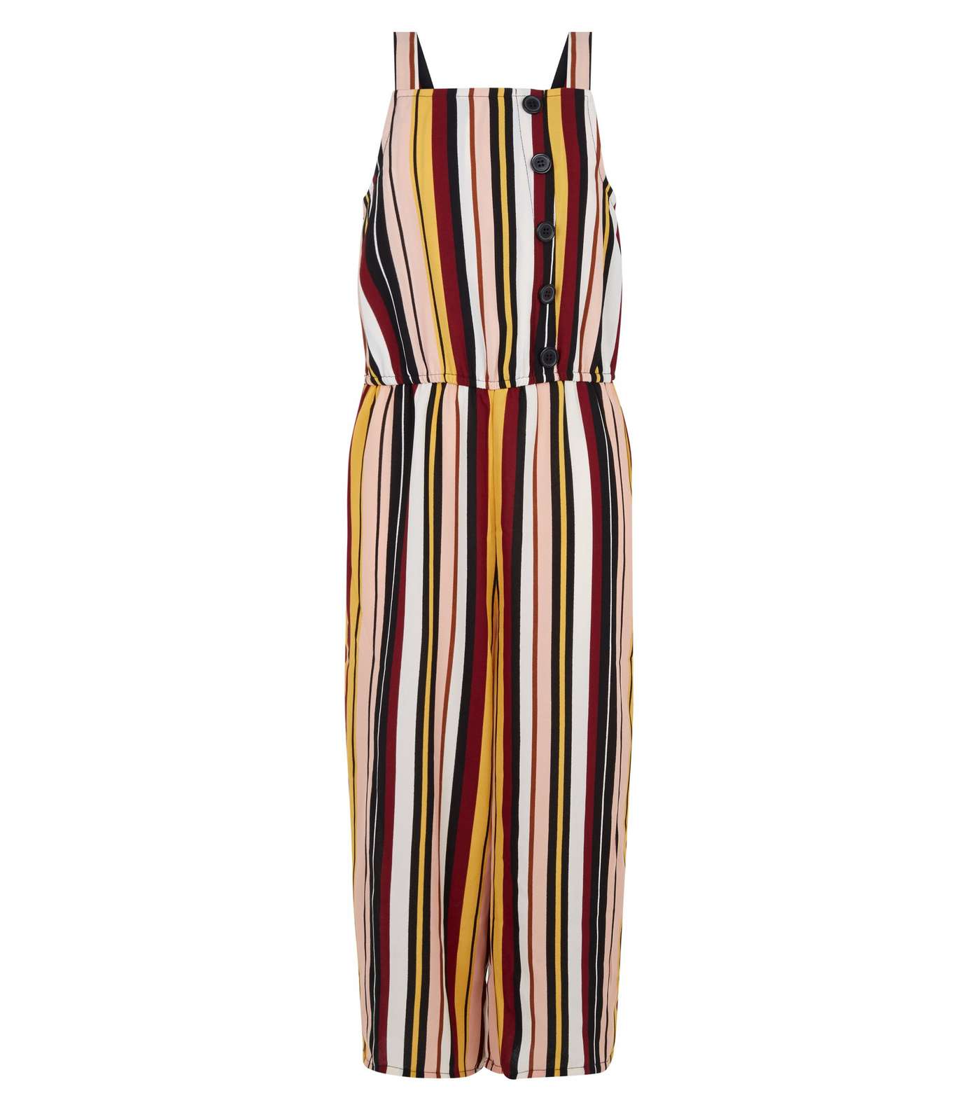 Girls Multi Coloured Stripe Button Front Jumpsuit Image 4