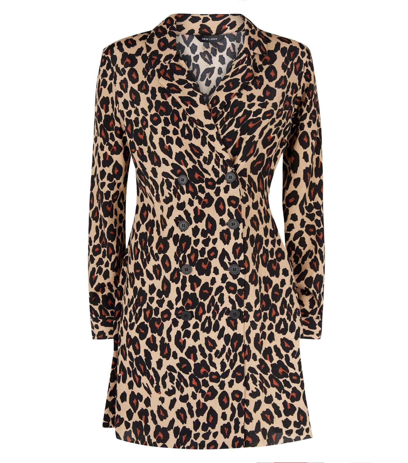 Brown Leopard Print Double Breasted Shirt Dress Image 4