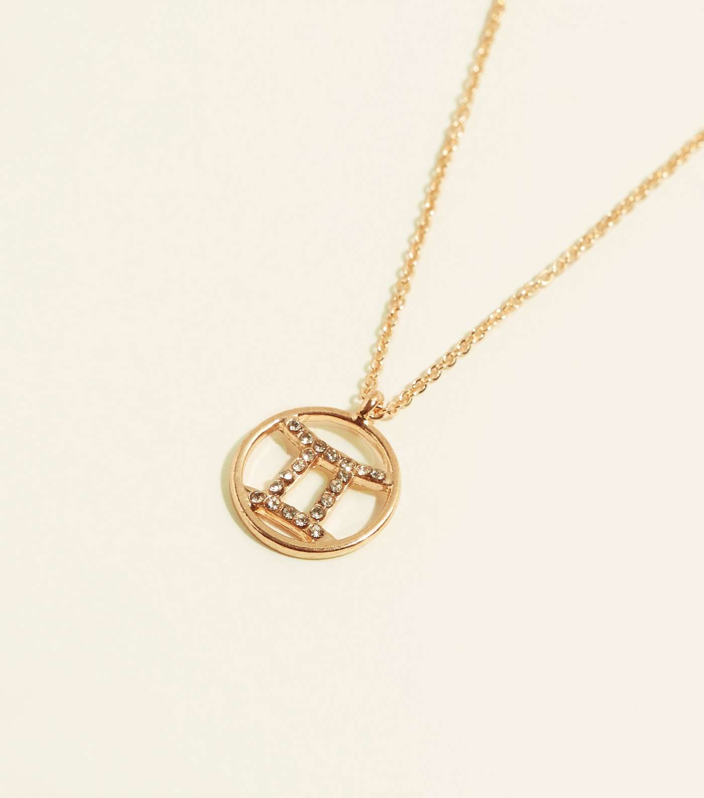 Gold Diamanté Gemini Star Sign Pendant Necklace Image 3
