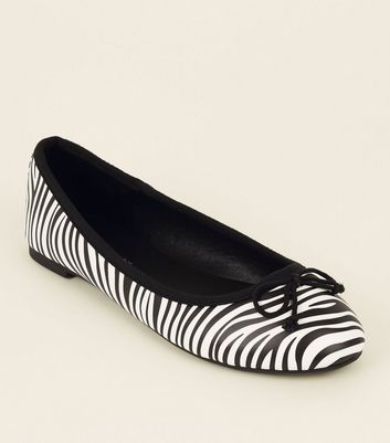 Wide Fit Black Zebra Print Ballet Pumps 