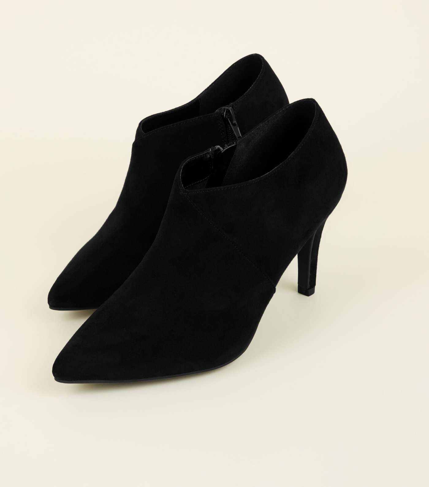 Wide Fit Black Suedette Pointed Shoe Boots Image 4