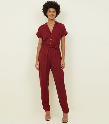 burgundy jumpsuit new look