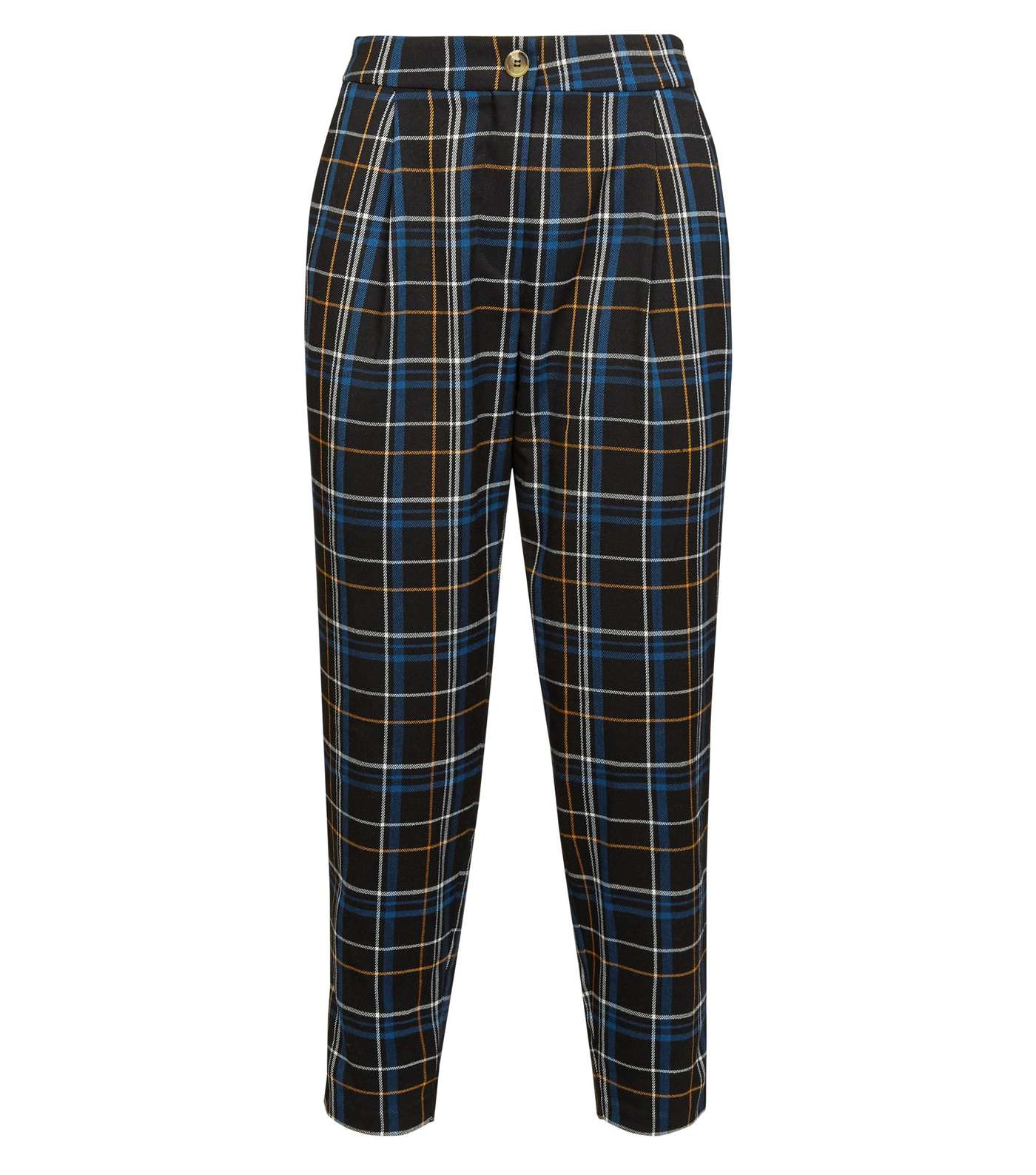 Petite Black Check Tapered Trousers Image 4