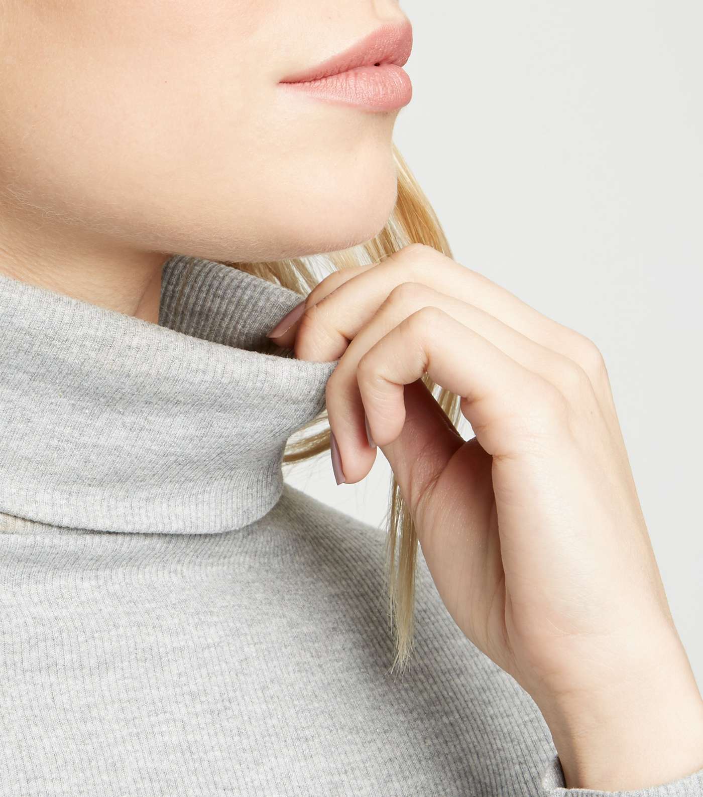 Petite Pale Grey Roll Neck Long Sleeve Top Image 5
